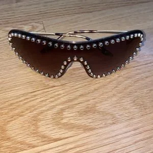 Prada | Accessories | Prada Sunglasses Shield Gold Studs 